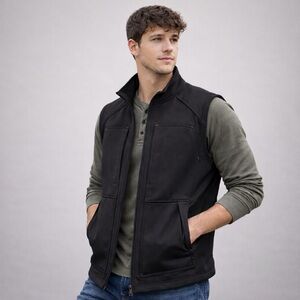 Duluth Trading Co Mens Black Utility Work Vest Outdoor Insulated Faux Shearling